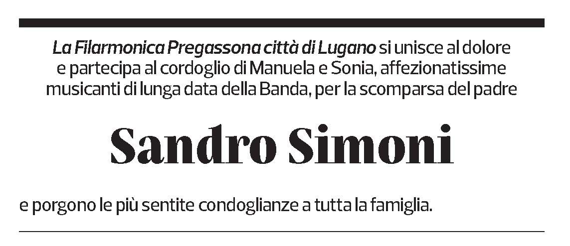 Annuncio funebre Sandro Simoni