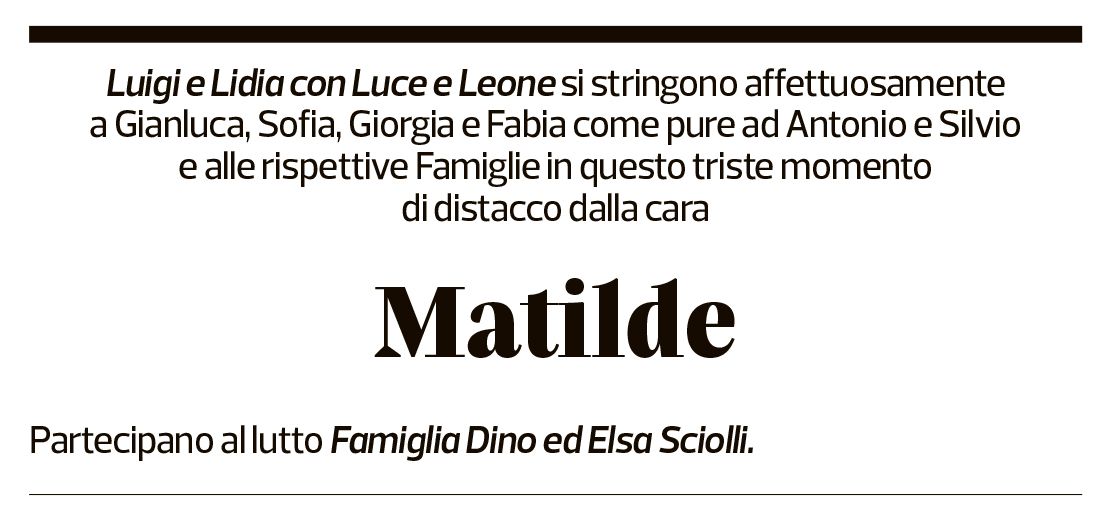 Annuncio funebre Matilde Bonetti Soldati