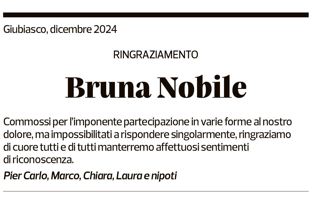 Annuncio funebre Bruna Nobile