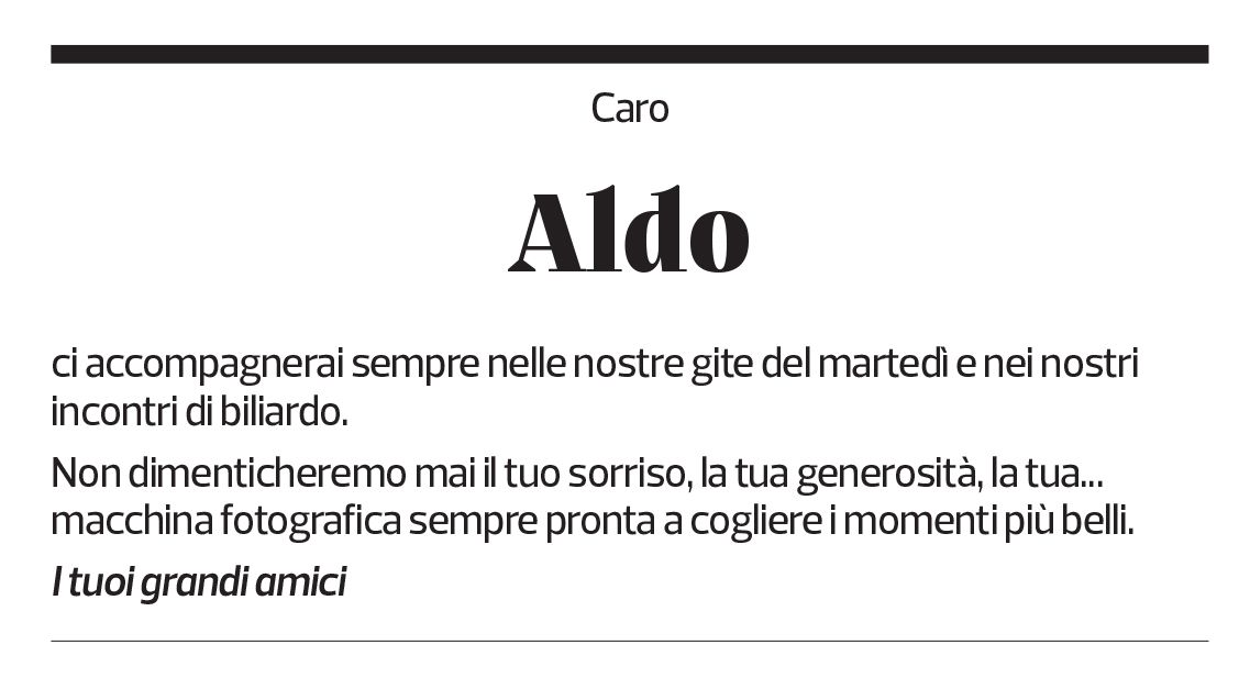 Annuncio funebre Aldo Calà