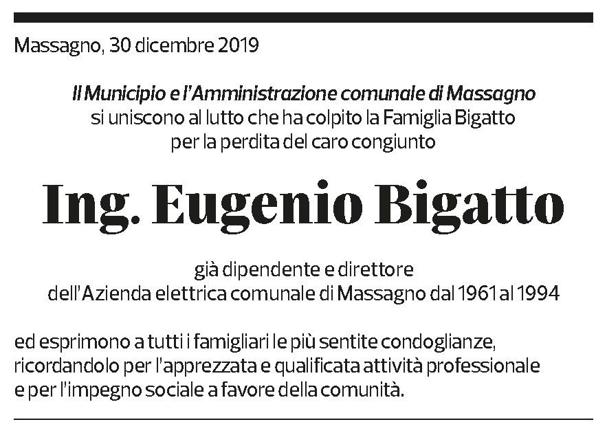 Annuncio funebre Eugenio Bigatto