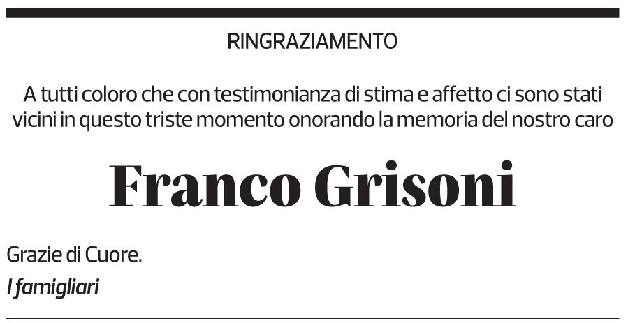 Annuncio funebre Franco Grisoni