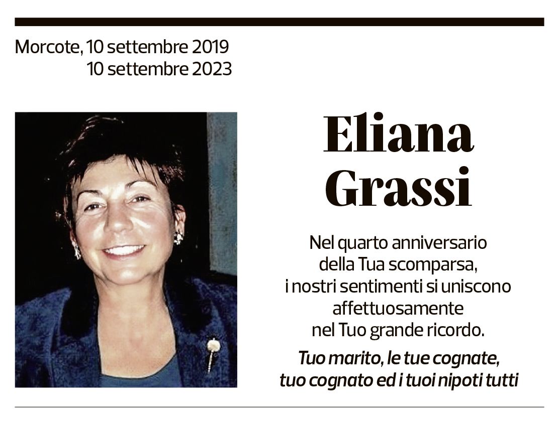 Annuncio funebre Eliana Grassi