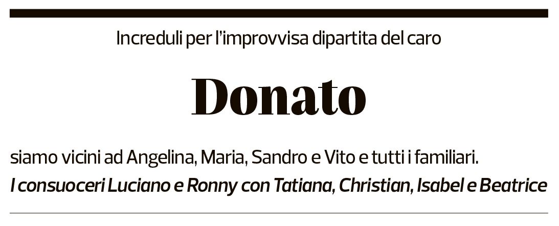 Annuncio funebre Donato Tronnolone