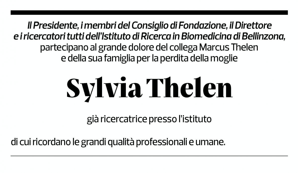 Annuncio funebre Sylvia Thelen