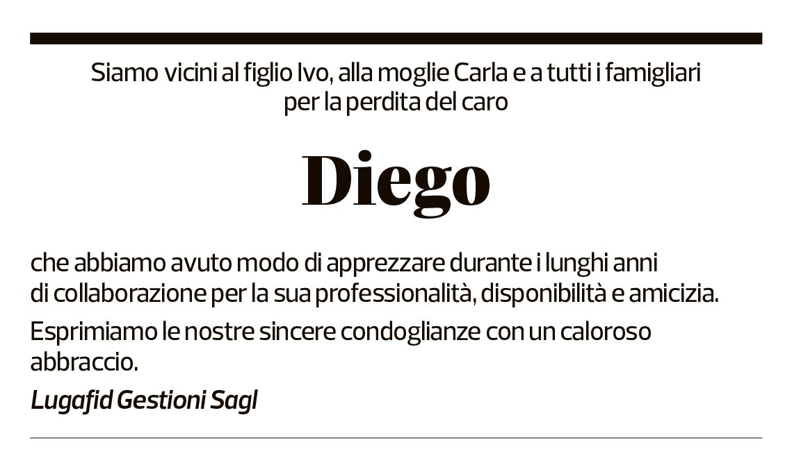 Annuncio funebre Diego Foletti