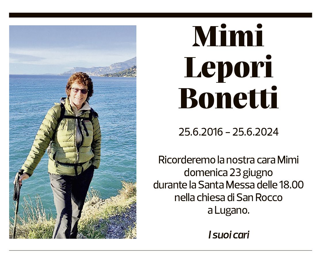 Annuncio funebre Mimi Lepori Bonetti