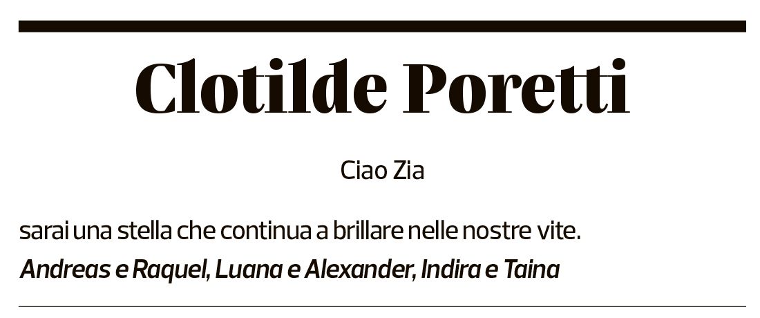 Annuncio funebre Clotilde Poretti