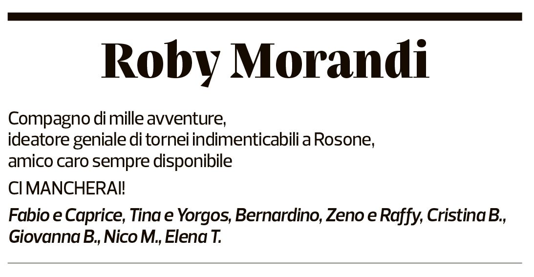 Annuncio funebre Roberto Morandi