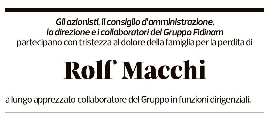 Annuncio funebre Rolf Macchi