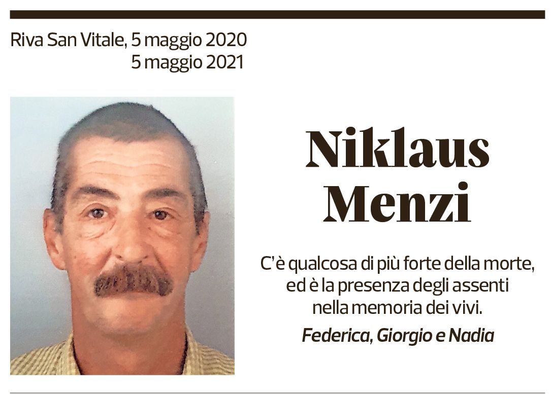 Annuncio funebre Niklaus Menzi