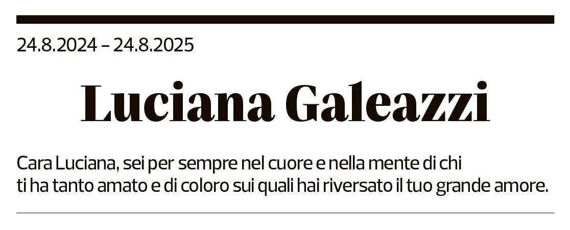 Annuncio funebre Luciana Galeazzi