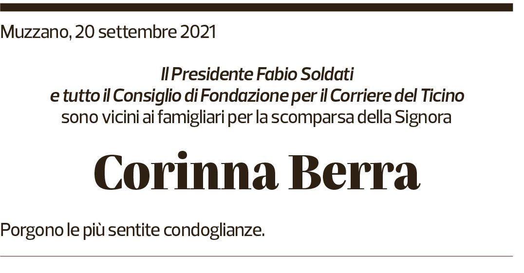 Annuncio funebre Corinna Berra