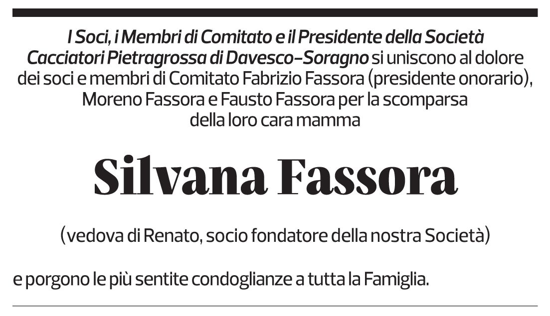 Annuncio funebre Silvana Fassora