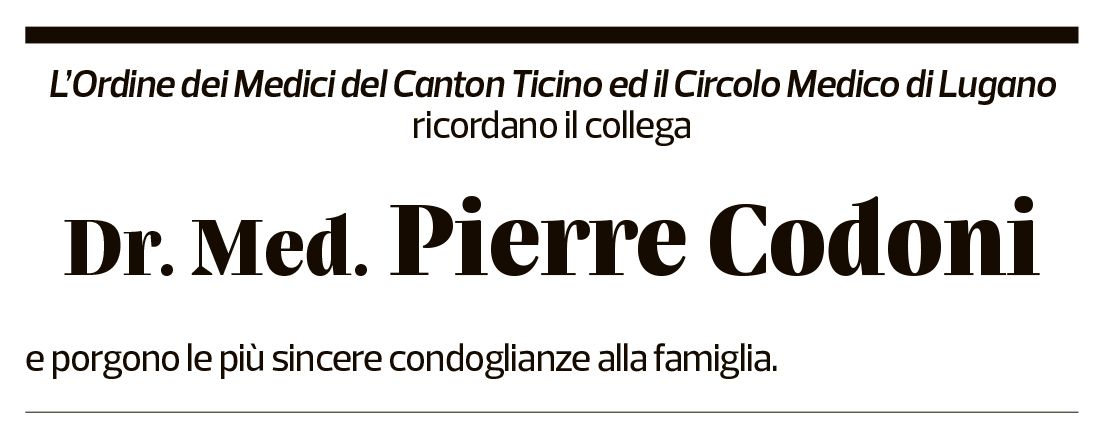 Annuncio funebre Pierre Codoni