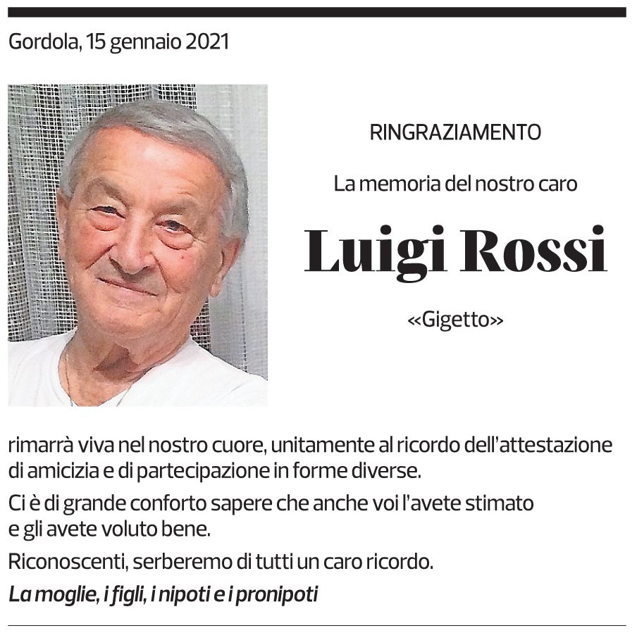 Annuncio funebre Luigi Rossi