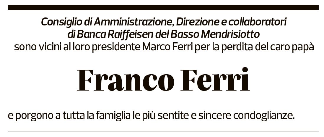 Annuncio funebre Franco Ferri