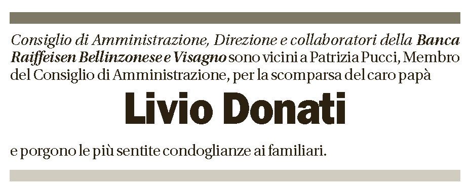 Annuncio funebre Livio Donati