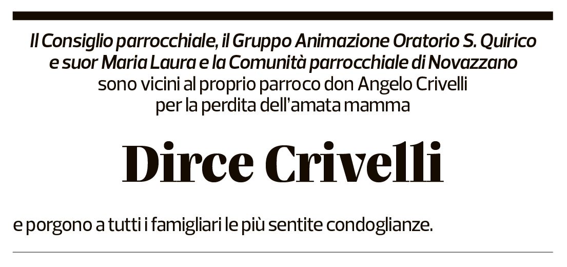 Annuncio funebre Dirce Crivelli