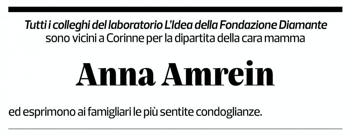 Annuncio funebre Anna Amrein