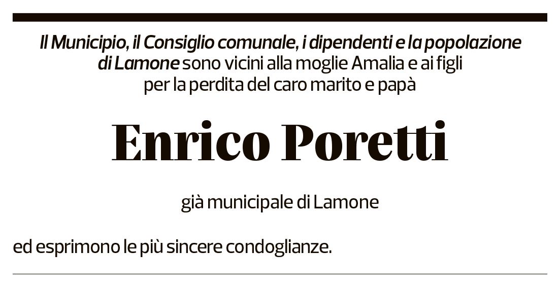 Annuncio funebre Enrico Poretti