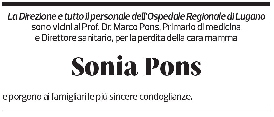 Annuncio funebre Sonia Pons