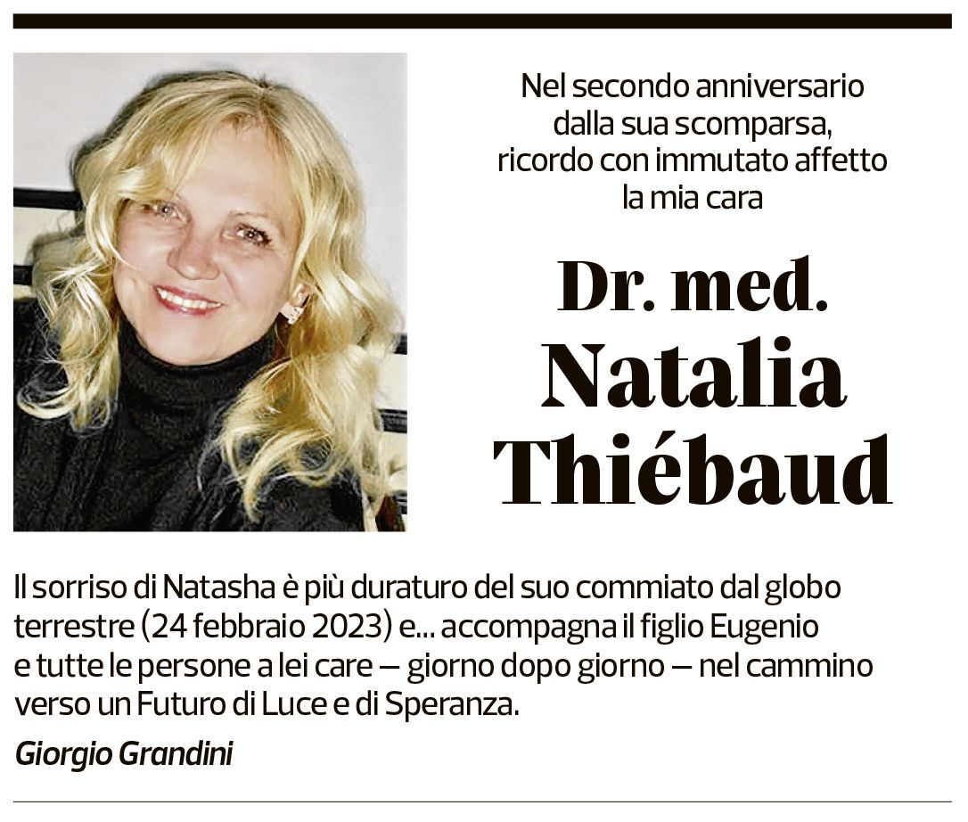 Annuncio funebre Natalia Thiébaud