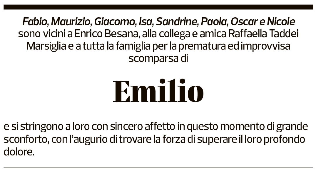 Annuncio funebre Emilio Besana