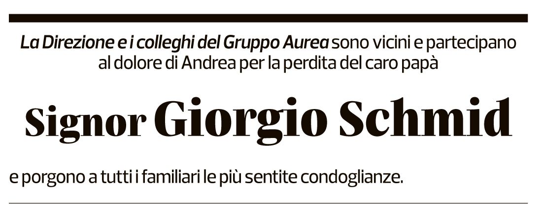 Annuncio funebre Giorgio Schmid