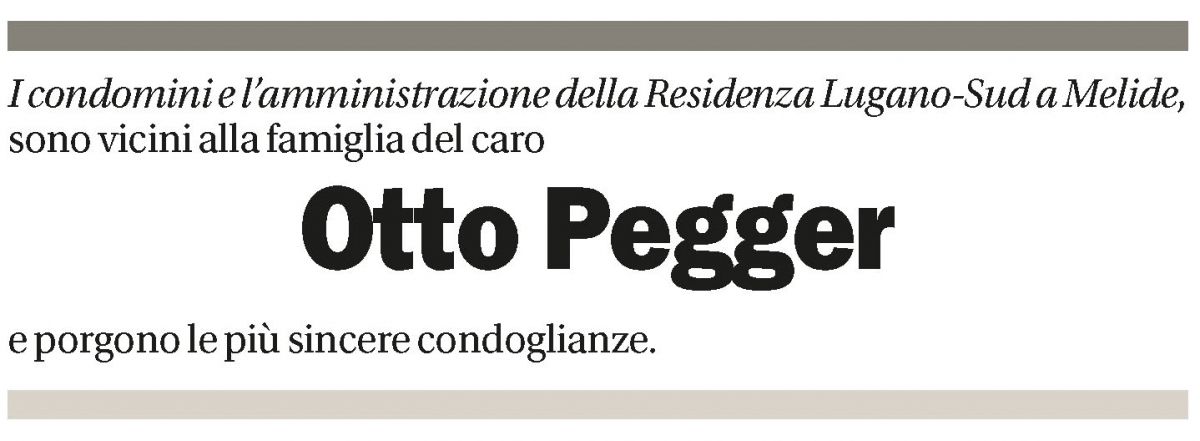 Annuncio funebre Otto Pegger
