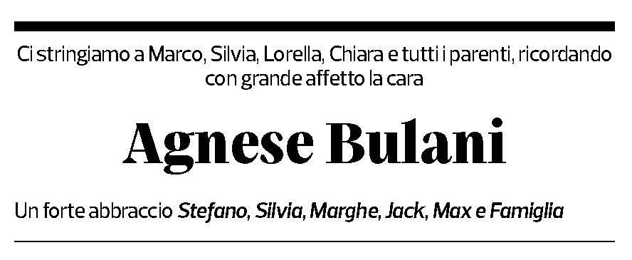 Annuncio funebre Agnese Bulani