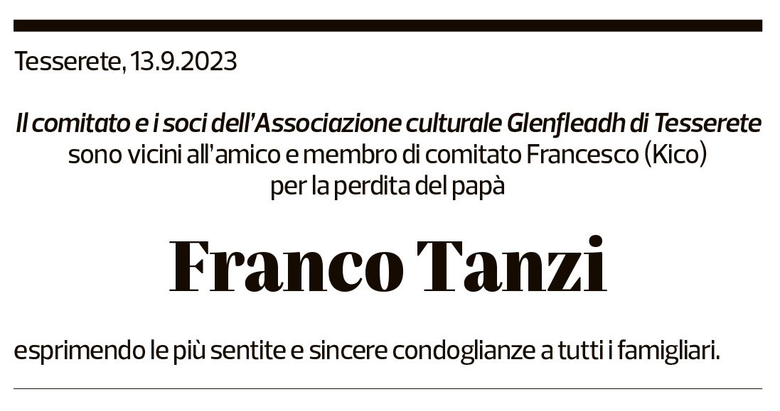 Annuncio funebre Franco Tanzi