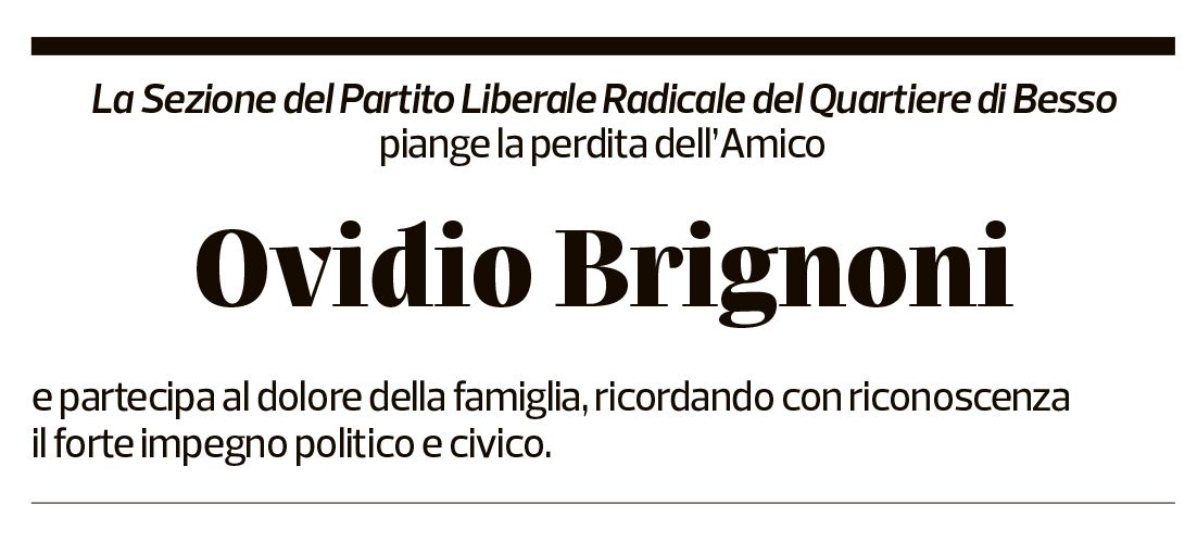 Annuncio funebre Ovidio Brignoni