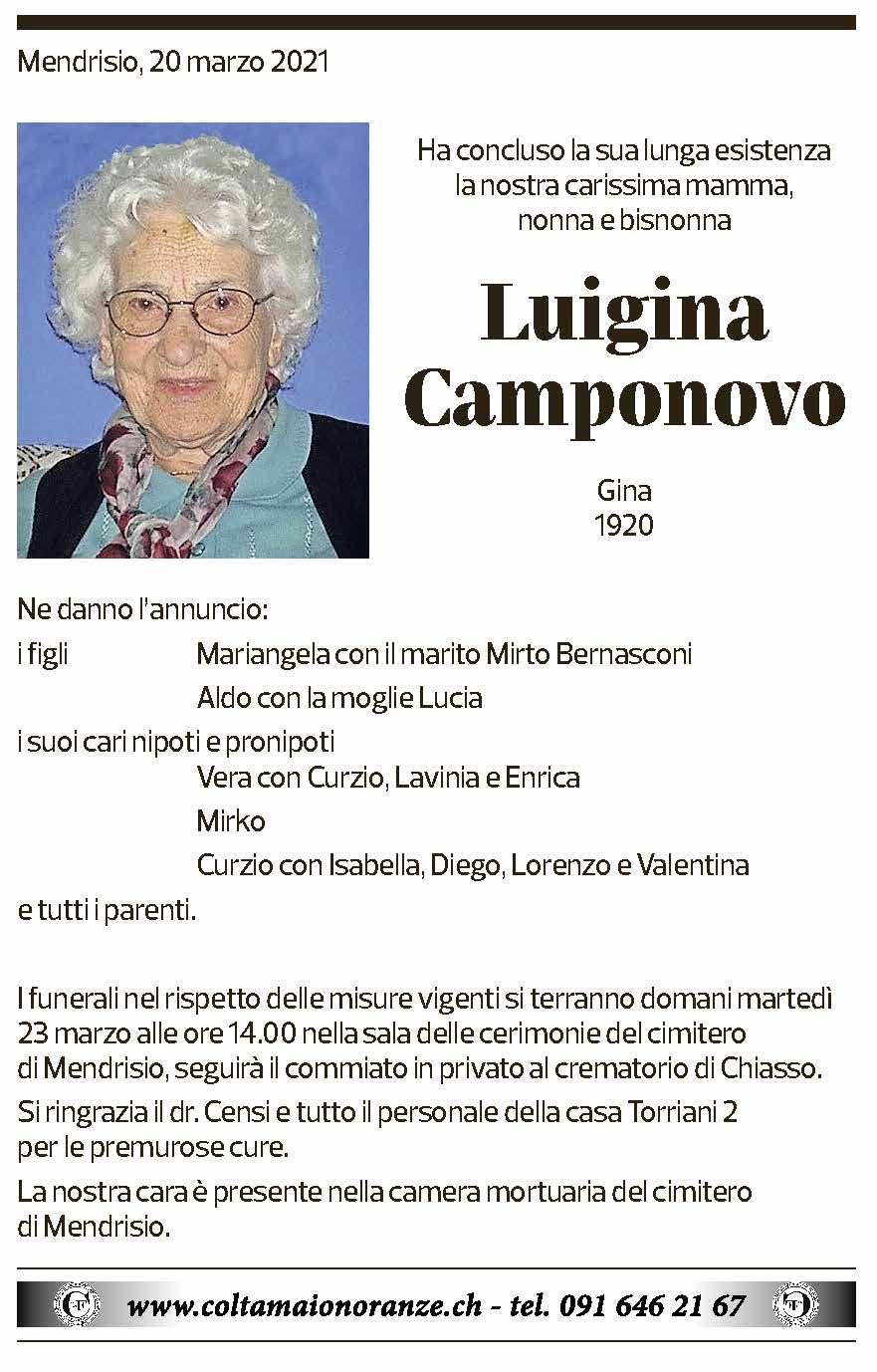 Annuncio funebre Luigina Camponovo