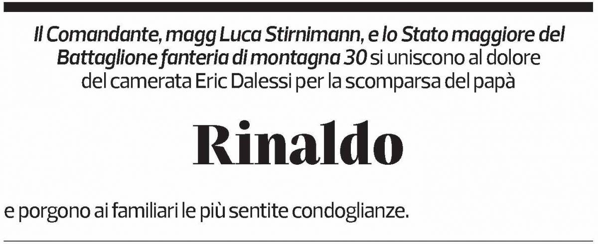 Annuncio funebre Rinaldo Dalessi