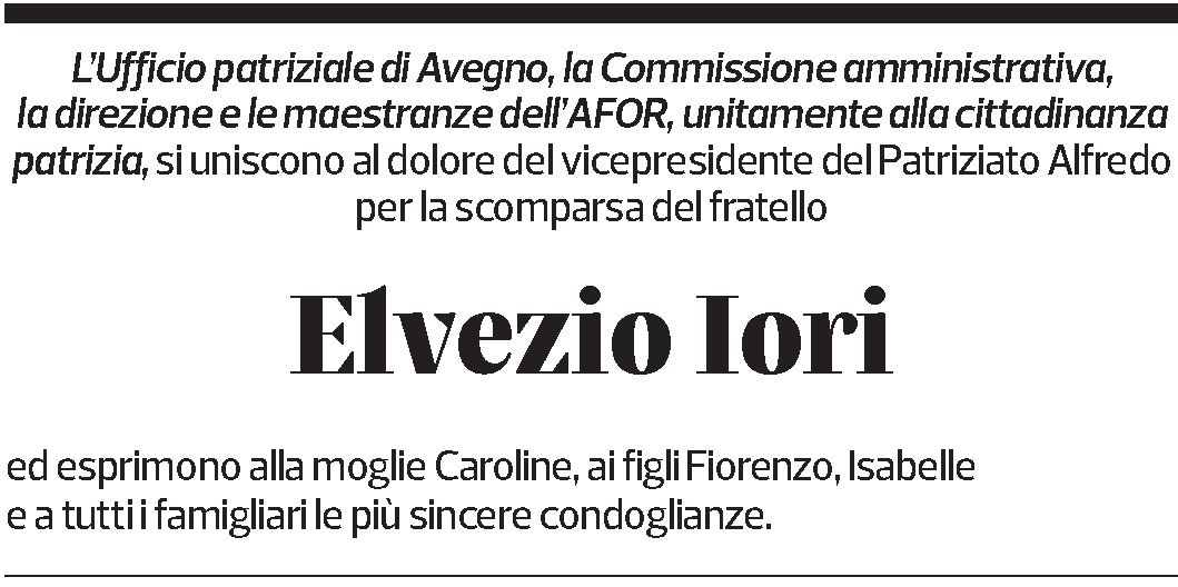 Annuncio funebre Elvezio Iori