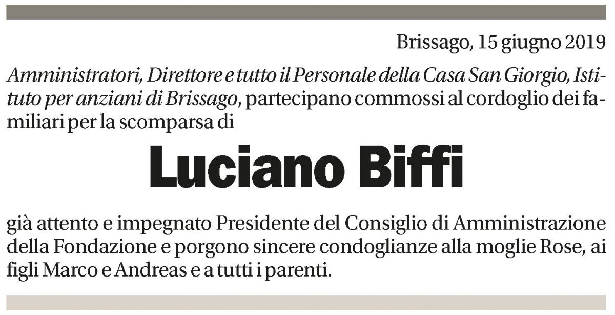 Annuncio funebre Luciano Biffi
