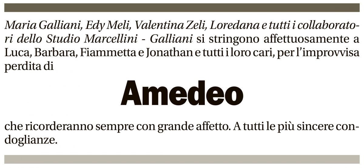Annuncio funebre Amedeo Marcellini