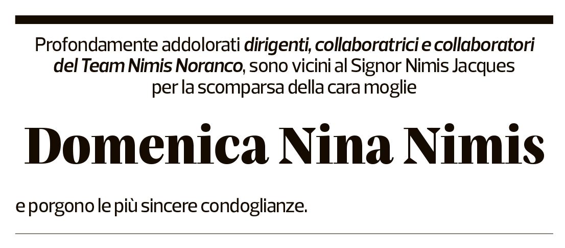 Annuncio funebre Domenica Nina Nimis