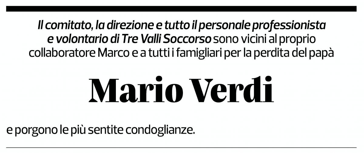 Annuncio funebre Mario Verdi