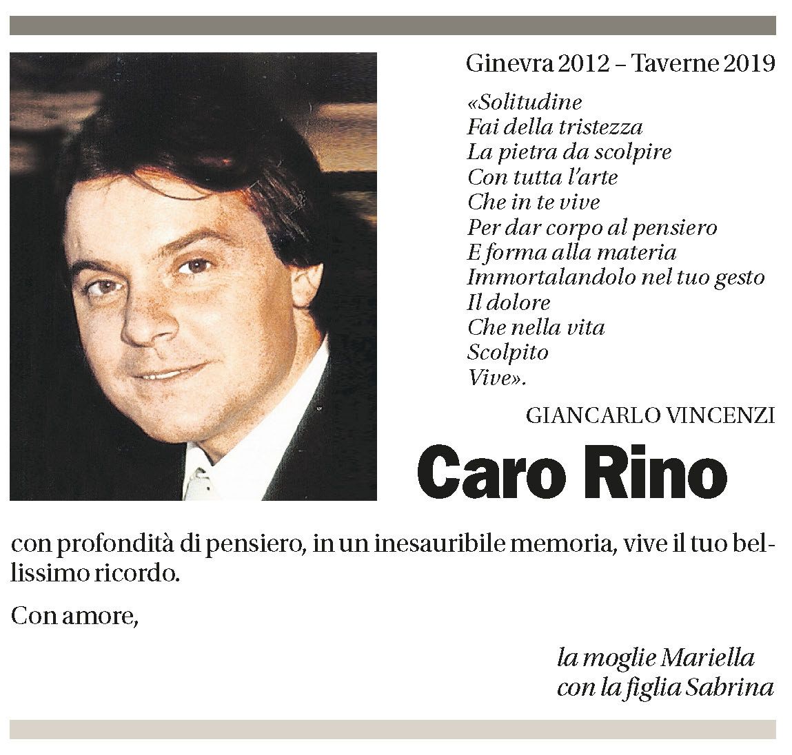 Annuncio funebre Rino 