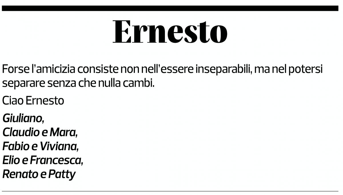 Annuncio funebre Ernesto Parli
