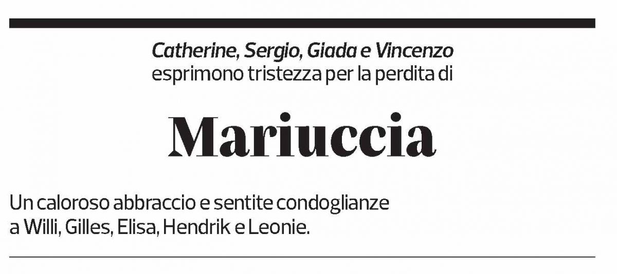 Annuncio funebre Mariuccia 