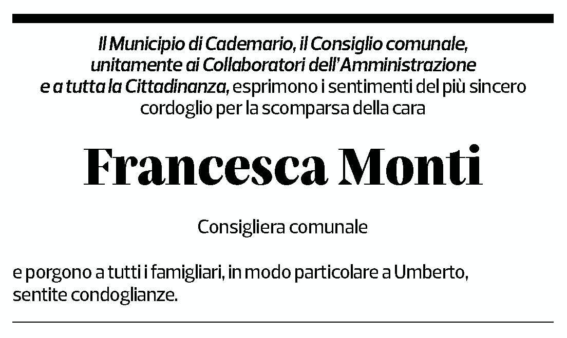 Annuncio funebre Francesca Monti