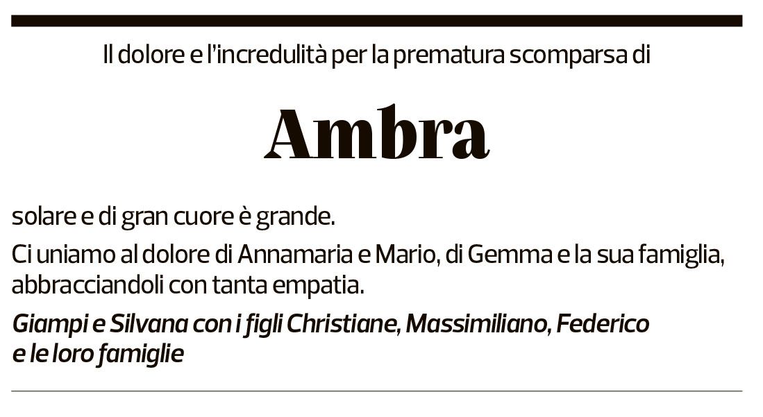 Annuncio funebre Ambra Albek