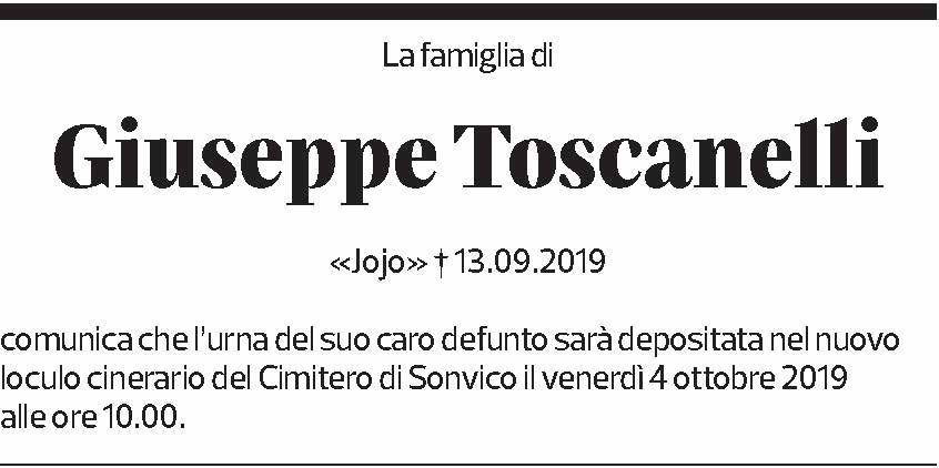 Annuncio funebre Giuseppe Toscanelli