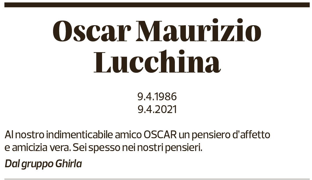 Annuncio funebre Oscar Maurizio Lucchina