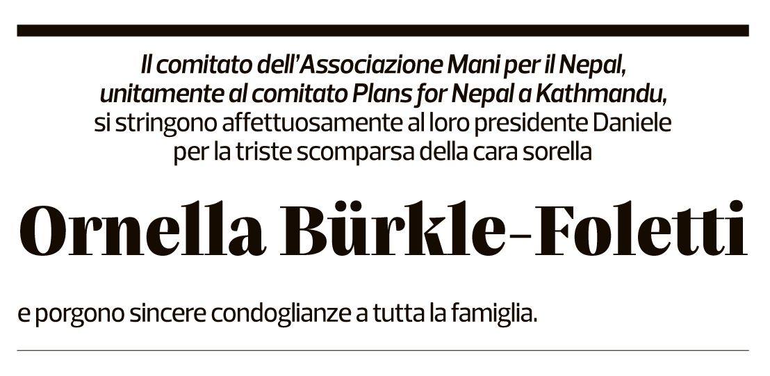 Annuncio funebre Ornella Amata Bürkle Foletti