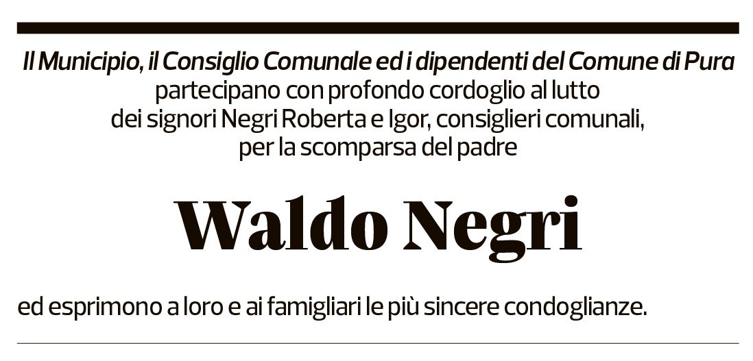 Annuncio funebre Waldo Negri