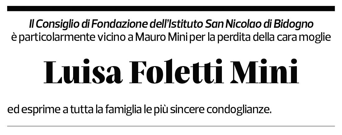 Annuncio funebre Luisa Mini Foletti
